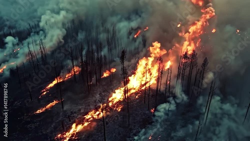 Aerial View of Forest Fire