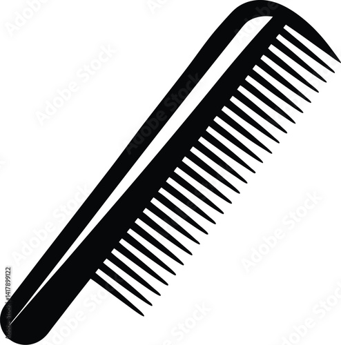 Barber comb silhouette icon, Afro pick vector design, Hair styling tool outline, Comb and pick illustration, Black comb icon  