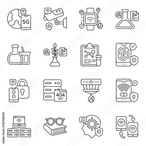 Set of Data Science Linear Icons

