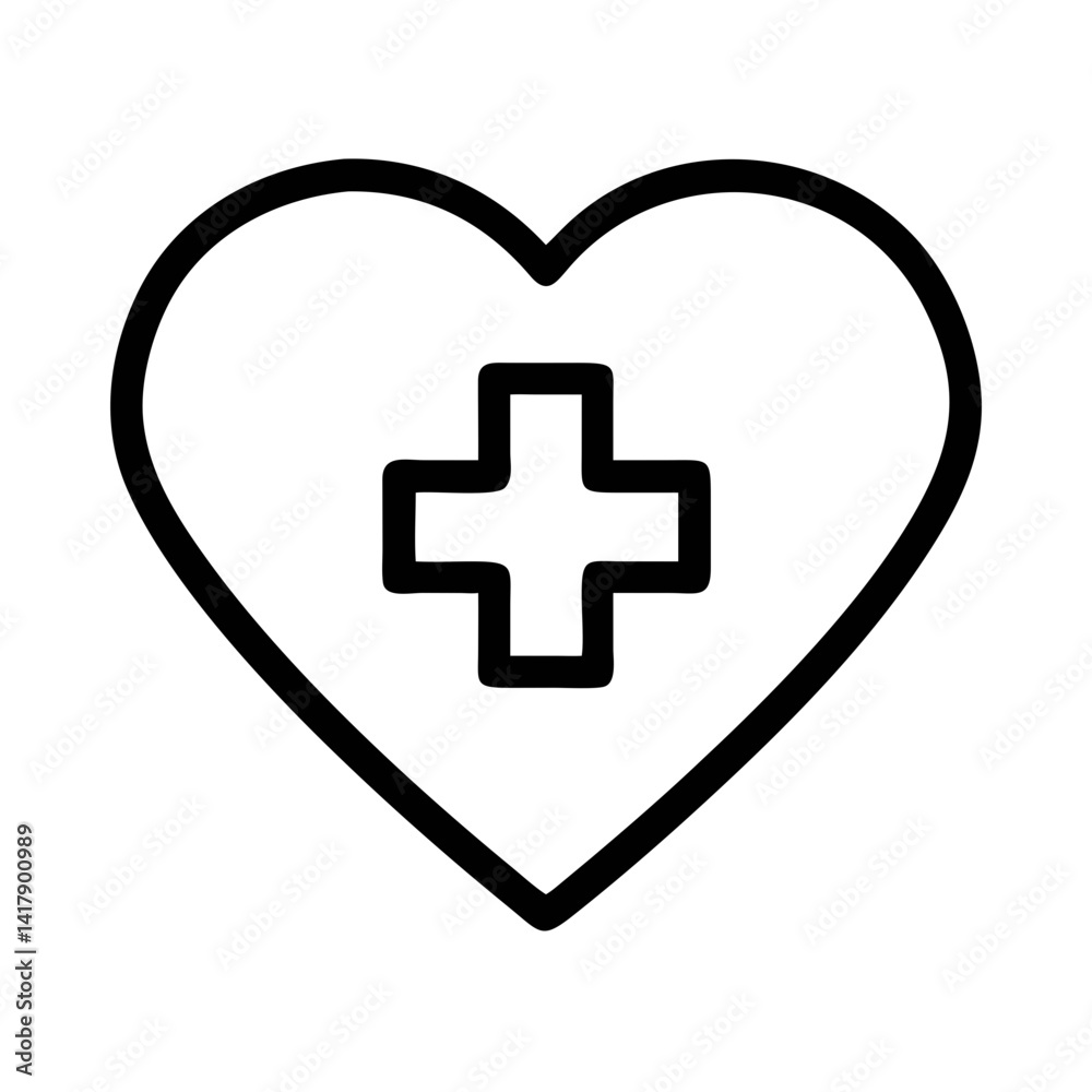 Heart with Medical Cross Inside Icon Design Heart with Medical Cross Inside Icon Design