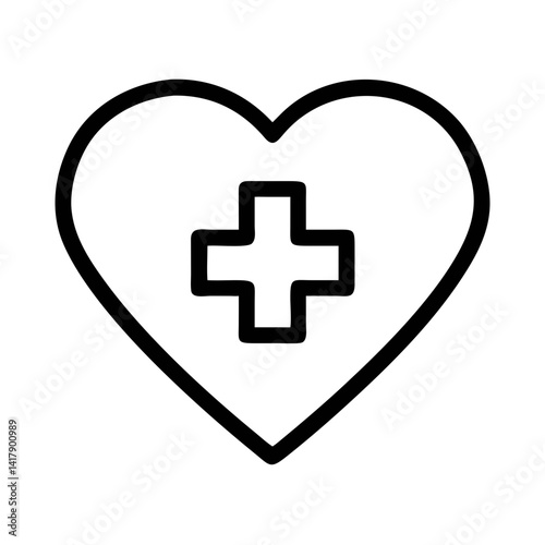 Heart with Medical Cross Inside Icon Design