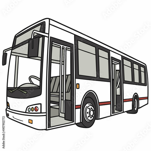 Modern city passenger bus isolated. Vector illustration.