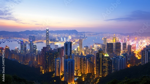 Wallpaper Mural Elevated Night View of City Skyline at Dawn Torontodigital.ca