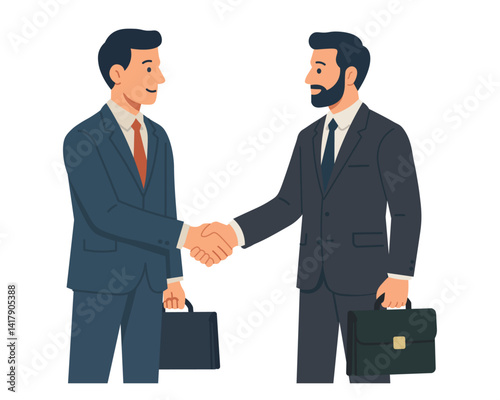 two businessmen shaking hands vector illustration
