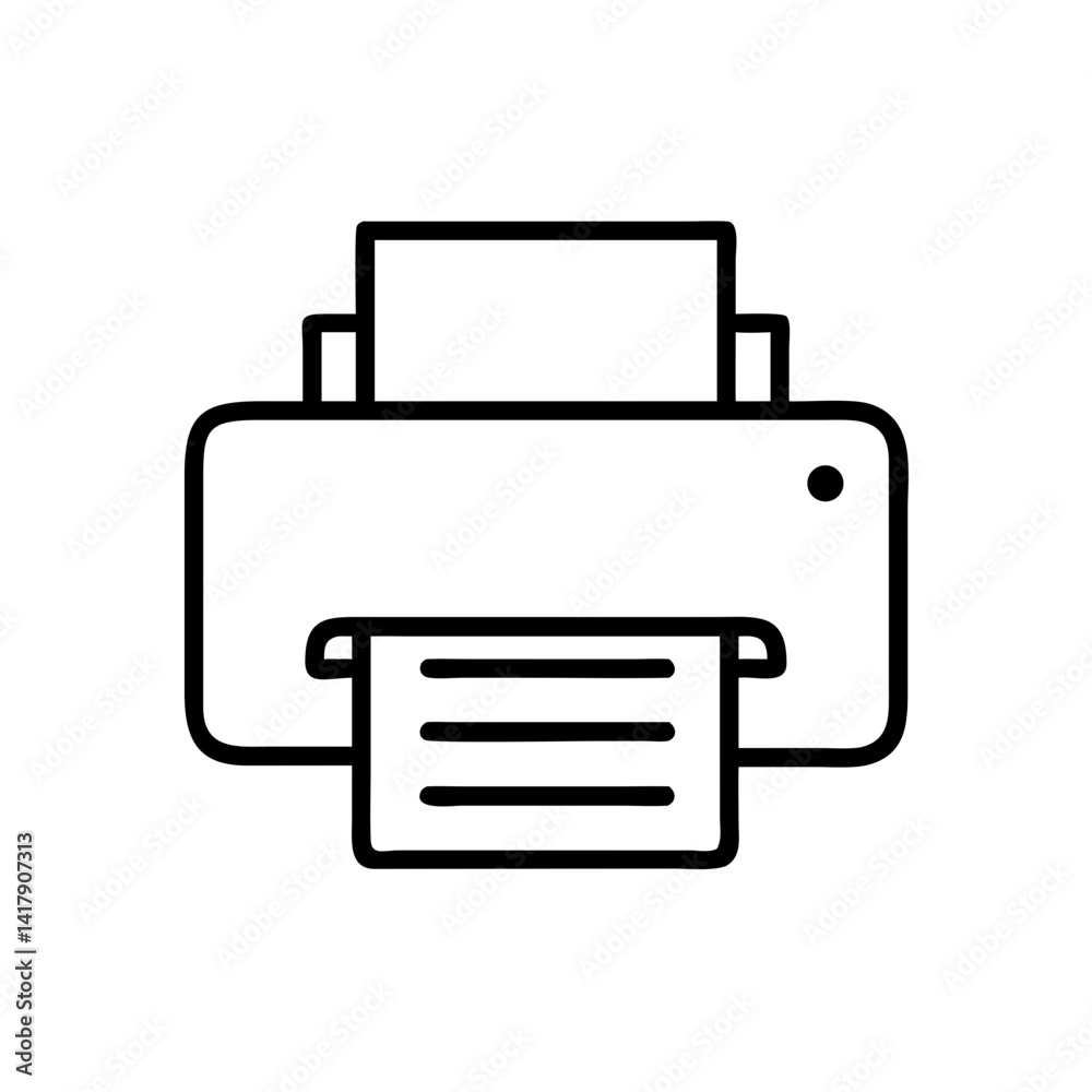 Inkjet Printer with Paper Output Icon Design Inkjet Printer with Paper Output Icon Design