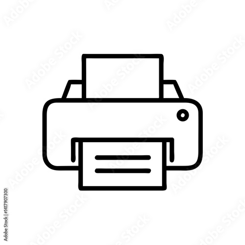Inkjet Printer with Paper Output Icon Design
