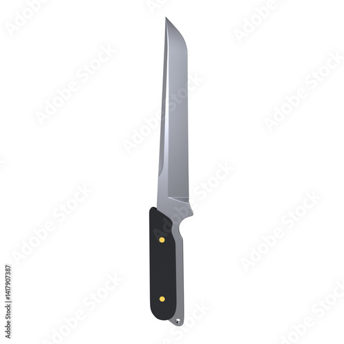 Sharp kitchen knife isolated on transparent