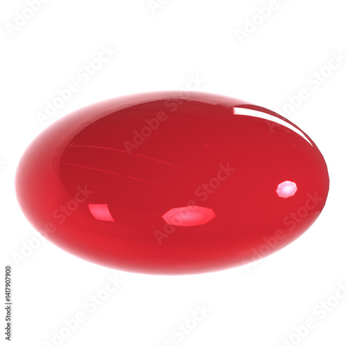 Red glossy oval shape isolated on transparent