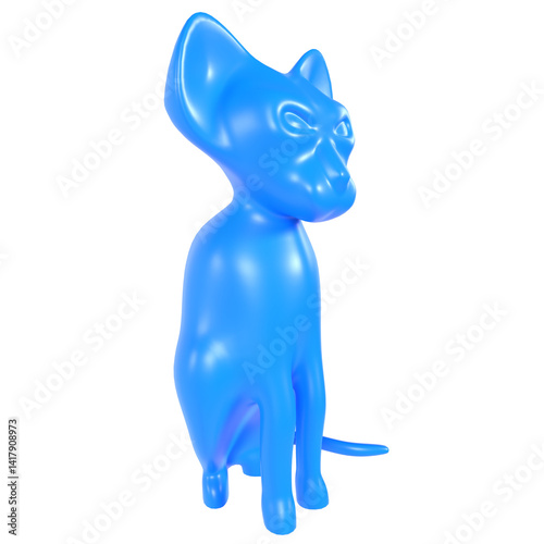 Blue cat sculpture isolated on transparent