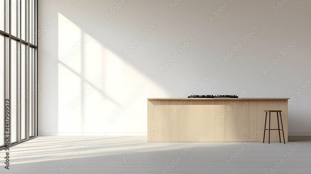 Fototapeta premium Modern Minimalist Empty Kitchen Interior Design