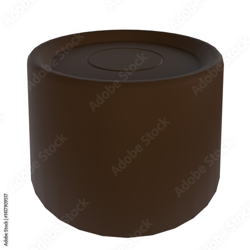 Brown cylindrical container isolated on transparent