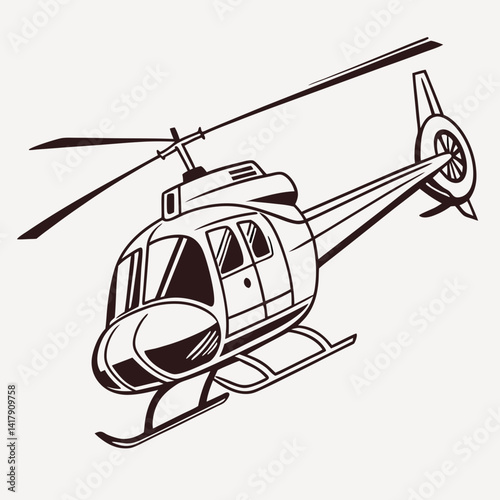 helicopter silhouette vector graphic, copter icon vector illustration.