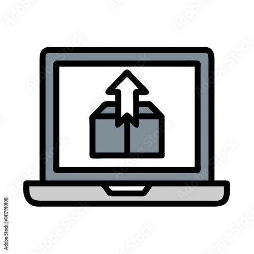 Laptop Displaying Package Upload Symbol Icon Design
