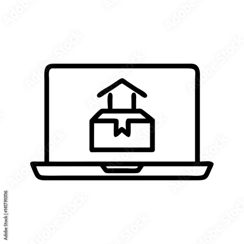 Laptop Displaying Package Upload Symbol Icon Design