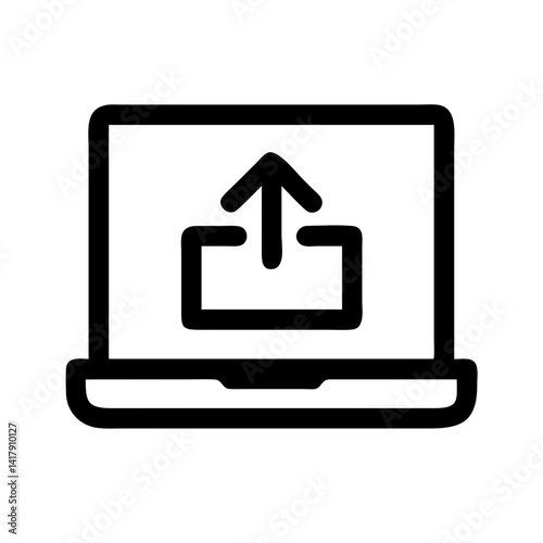 Laptop Displaying Package Upload Symbol Icon Design