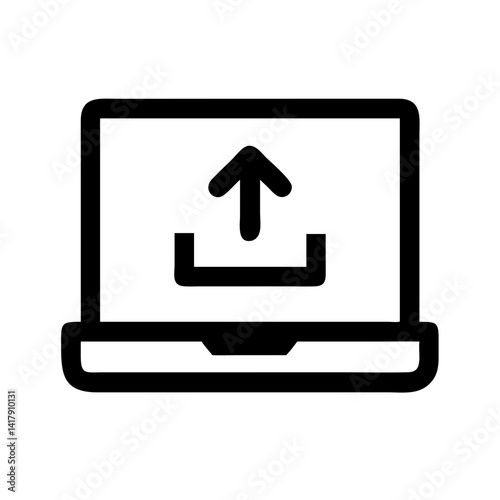 Laptop Displaying Package Upload Symbol Icon Design