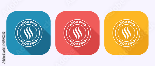 Odor control icon design illustration. Anti bad smell icon, Odor free label in shadow button design