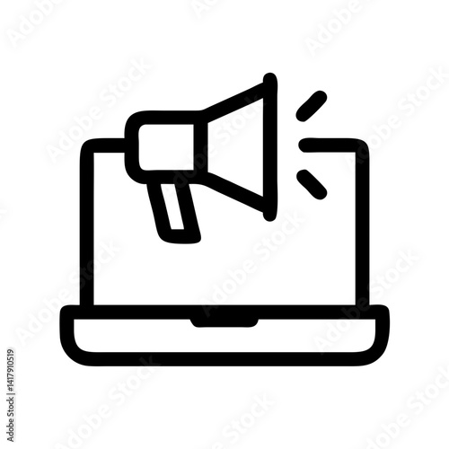 Laptop with Megaphone for Promotion Icon Design