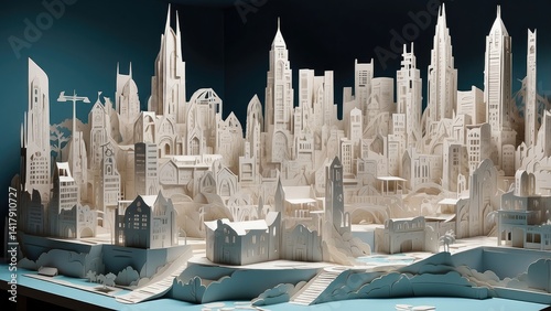 a close up of a city with a lot of tall buildings, 3 d city, white pale concrete city