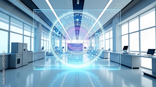 Modern office hallway empty contemporary interior business building architecture