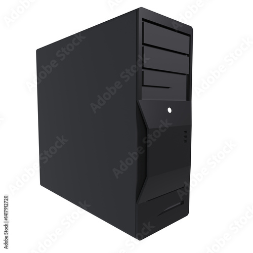 Black computer case isolated on transparent
