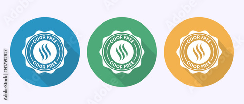 Odor control icon design illustration. Anti bad smell icon, Odor free label in shadow button design