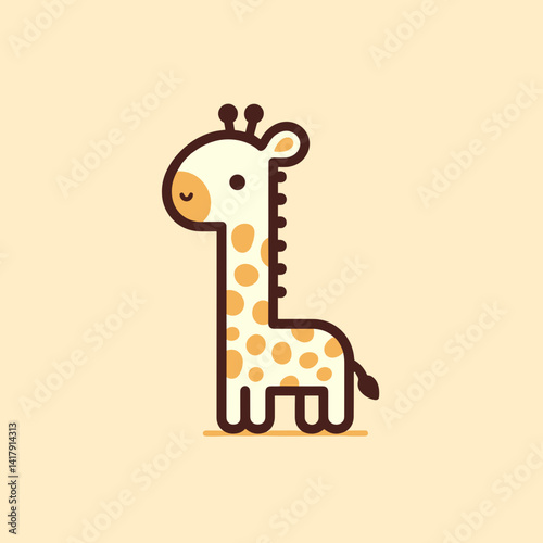 Cute cartoon giraffe character design with playful features on soft pastel background
