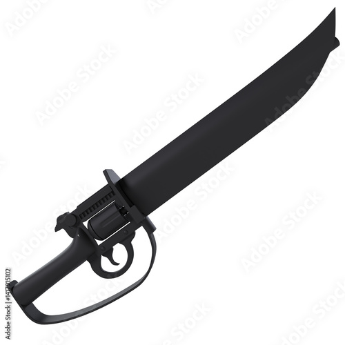 Black machete isolated on transparent