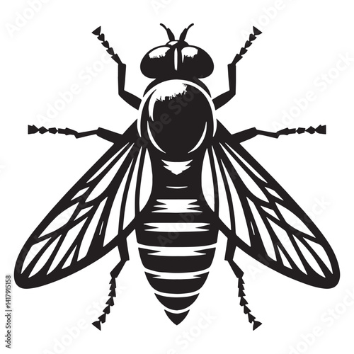 Menacing Horsefly silhouette, known for its painful bite – Horsefly illustration – Minimalist Horsefly vector – Insect silhouette

