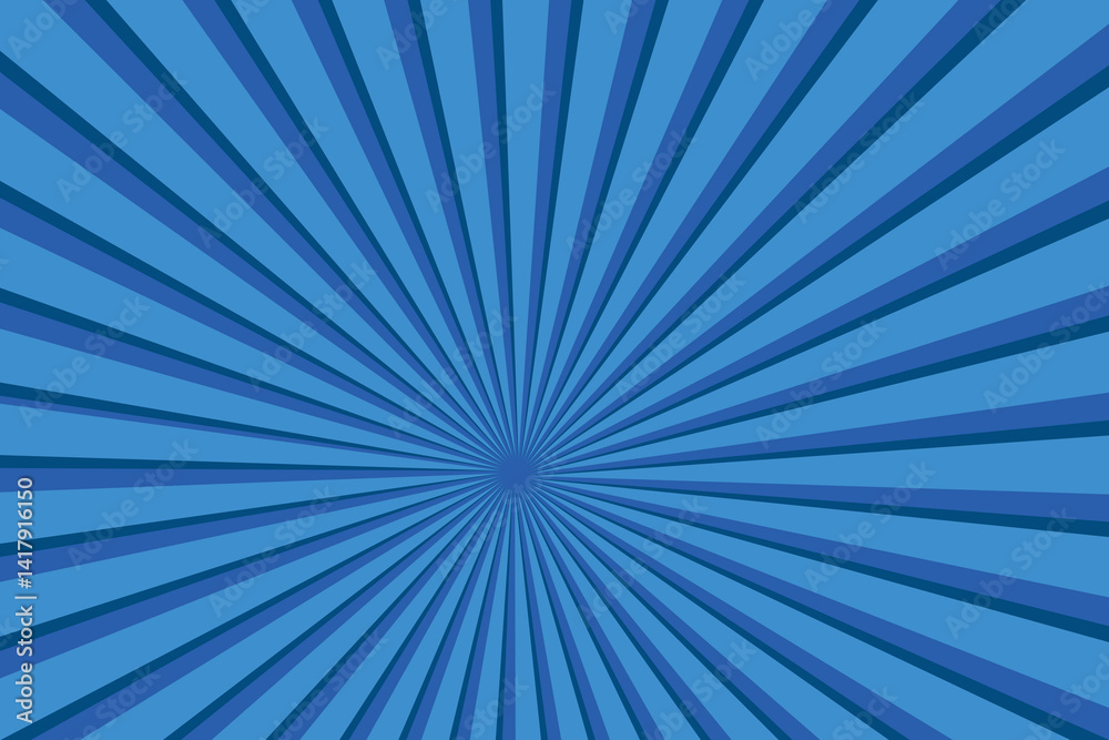 Fototapeta premium blue sunburst background, Abstract background with rays, Comics Blue background