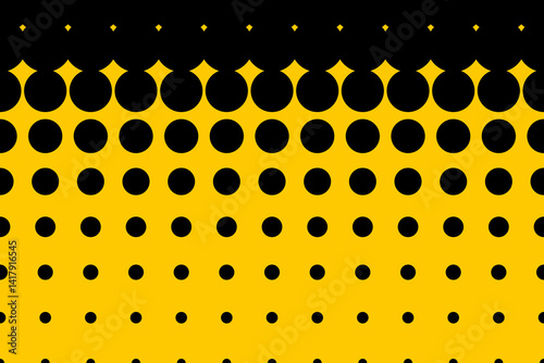 Vector background with geometric pattern. Black circles on yellow background.