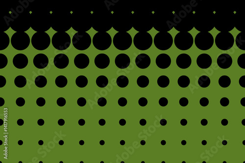 Vector background with geometric pattern. Black circles on green background.