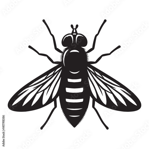 Dynamic Hoverfly silhouette, a quiet pollinator in motion – Hoverfly illustration – Minimalist Hoverfly vector – Insect silhouette

