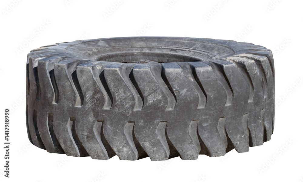 big tractor tire on white