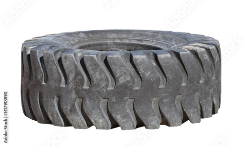 Obraz na płótnie big tractor tire on white w salonie
