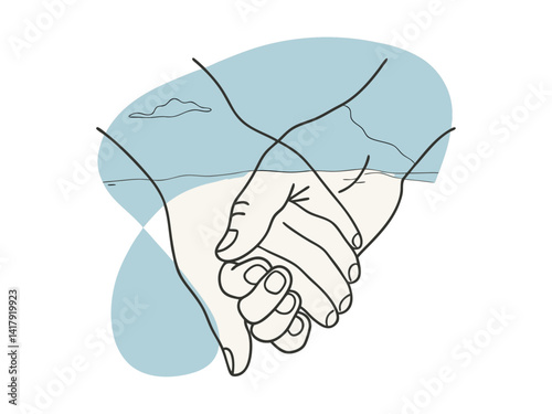 Diverse group of friends standing together in unity, A minimalist line art illustration of four people, possibly representing a diverse group of friends, standing close together.
