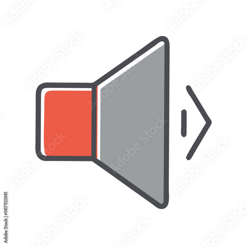Music Volume Icon with Red and Gray Colors Representing Sound  