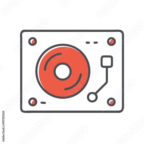 DJ Turntable Icon with Vinyl Record in Flat Design Free Download DJ Turntable Icon with Vinyl Record in Flat Design - GFXLoad