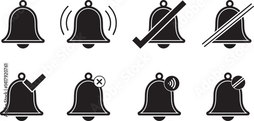 Notification Bell Icons Set for Mobile Apps-a-professional-notification-bell-icon-set, set of bell