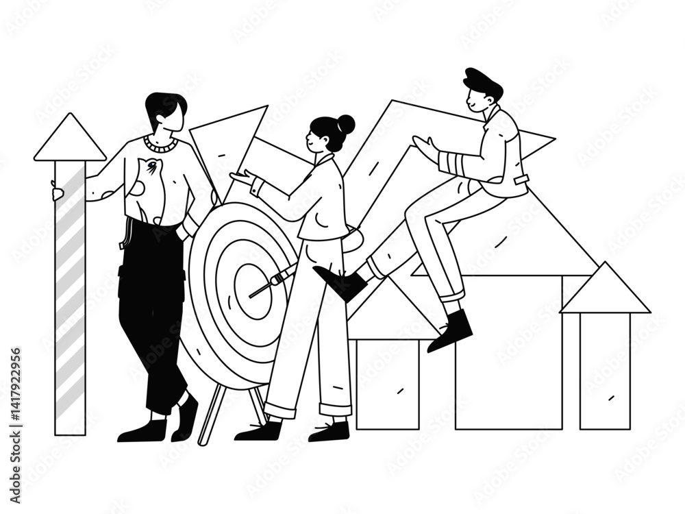 Flat vector illustration of business people operating work scene
Flat vector illustration of business people operating work scene