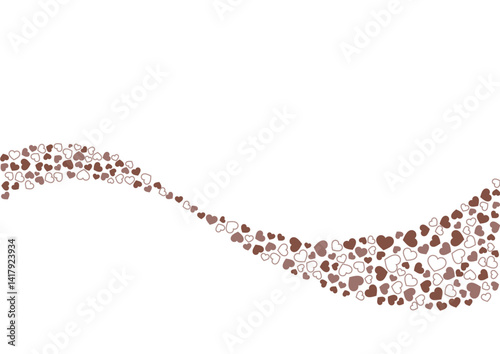 ハート柄の背景 茶系の3色 フチと単色 ハート