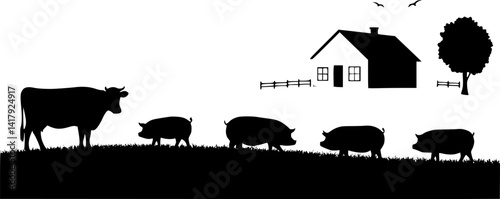 Town life - modern thin line design style vector illustration