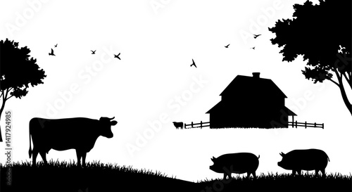 Town life - modern thin line design style vector illustration