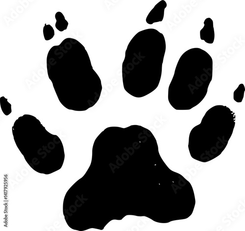 Dog or cat paw print flat icon for animal apps and websites