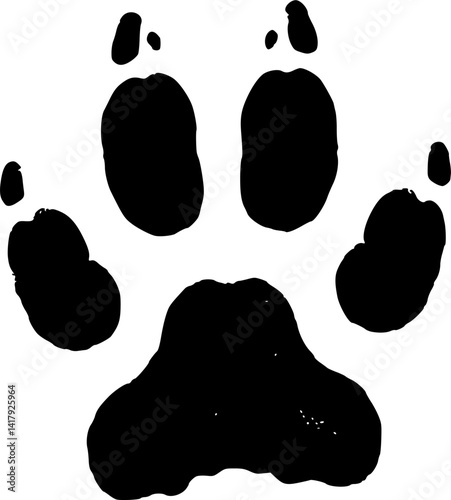 Dog or cat paw print flat icon for animal apps and websites