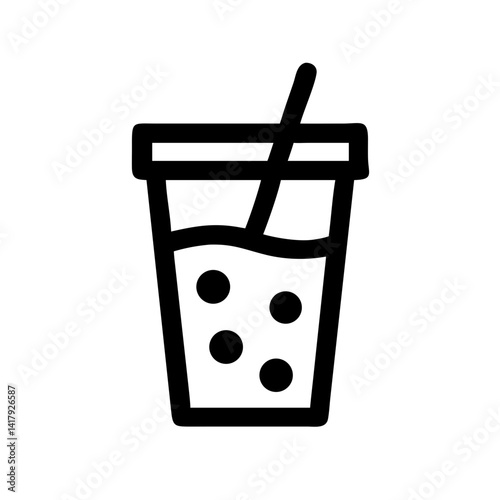 Mint Bubble Tea in Tall Glass Icon Design