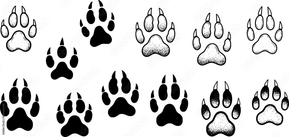 Fototapeta premium hand drawn doodle of animal footpri, Vector illustration