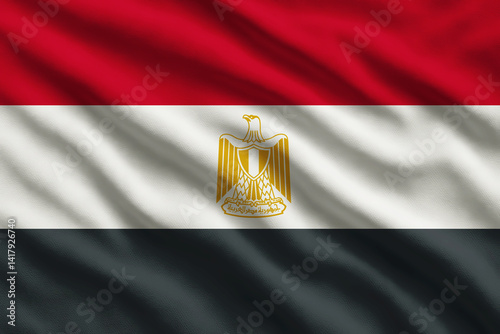 Photos Waving flag of Egypt, Egyptian flag blowing in the wind, full frame smooth fold