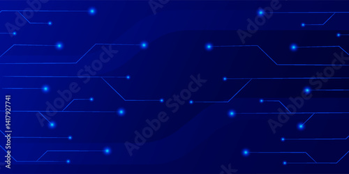 Abstract blue technology background with circuit diagram.