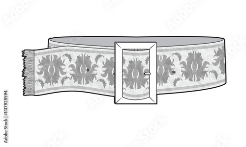 Wide belts vector design technical flat drawing by adobe illustrator.